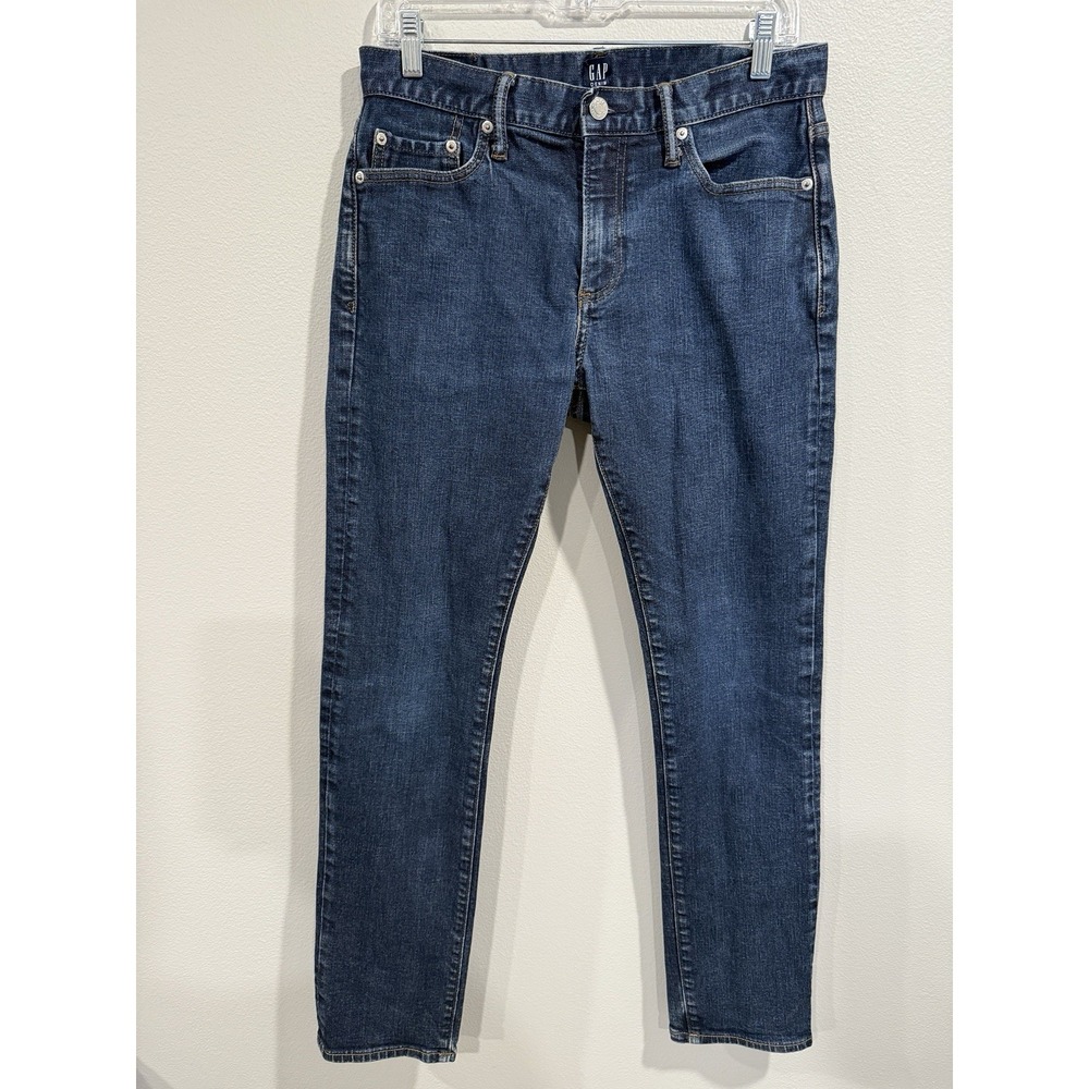 Gap Slim Straight Jeans Mens 30 x 32 Dark Wash Blue Stretch Denim Flex‎